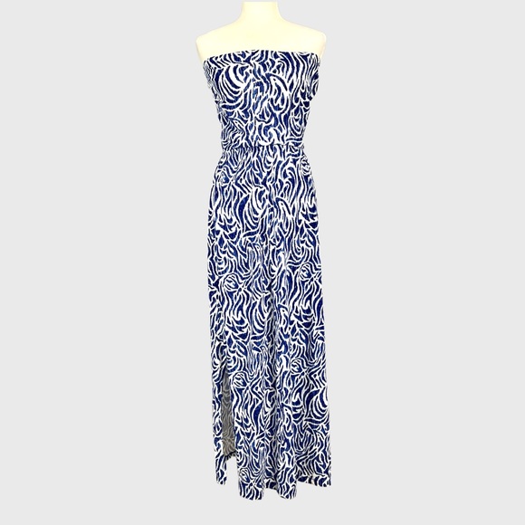 Vineyard Vines Dresses & Skirts - Vineyard Vines Blue Zebra Print Strapless Knit Maxi Dress XS